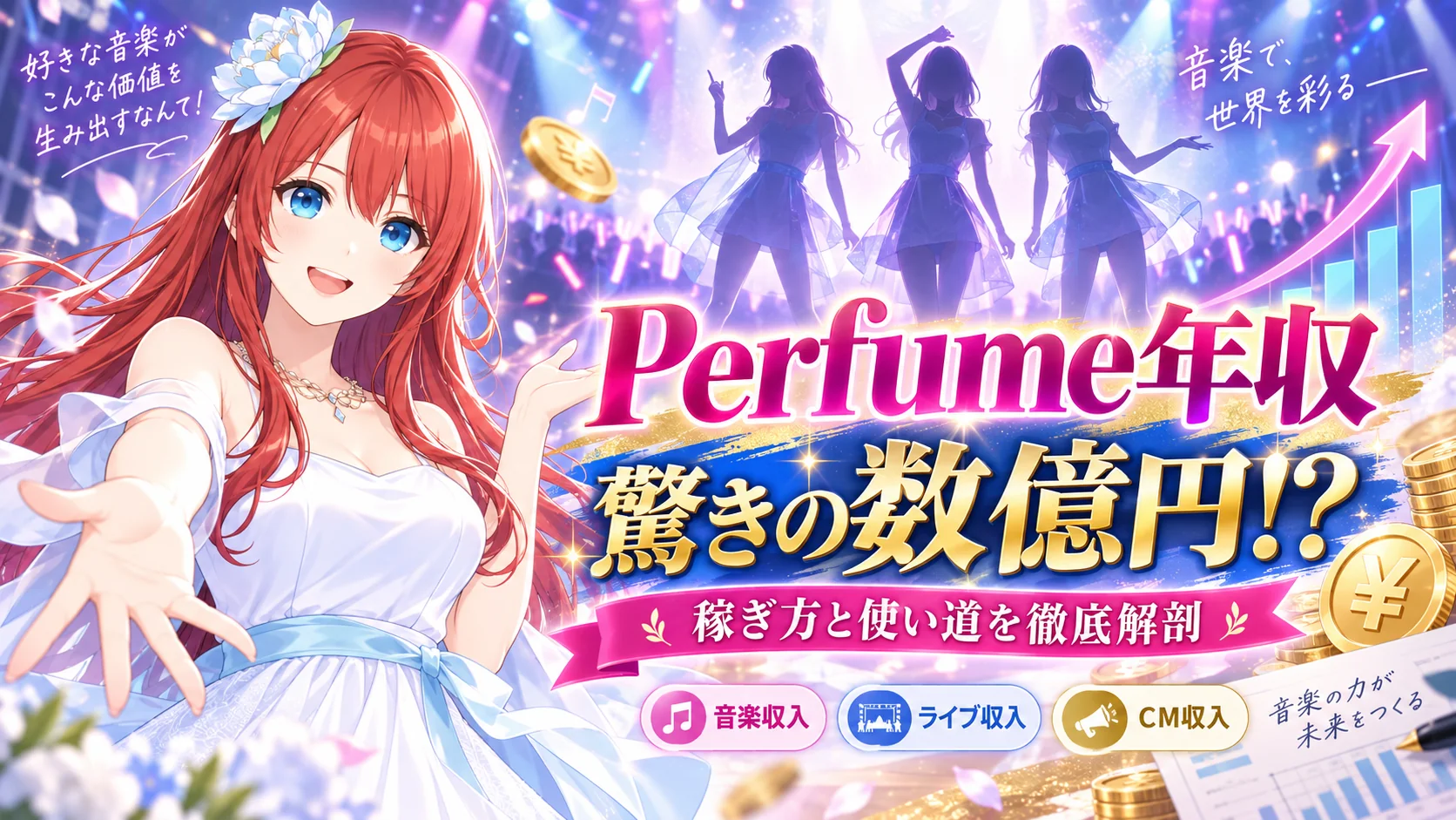 Perfume年収は驚きの数億円！稼ぎ方と使い道を徹底解剖！